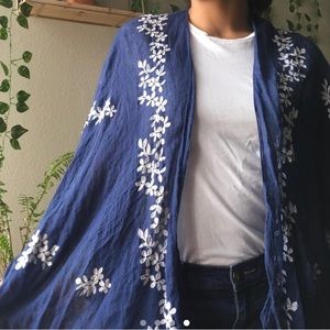 Blue floral lightweight shawl